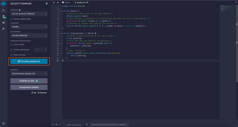 Deploy using remix online ide scortik